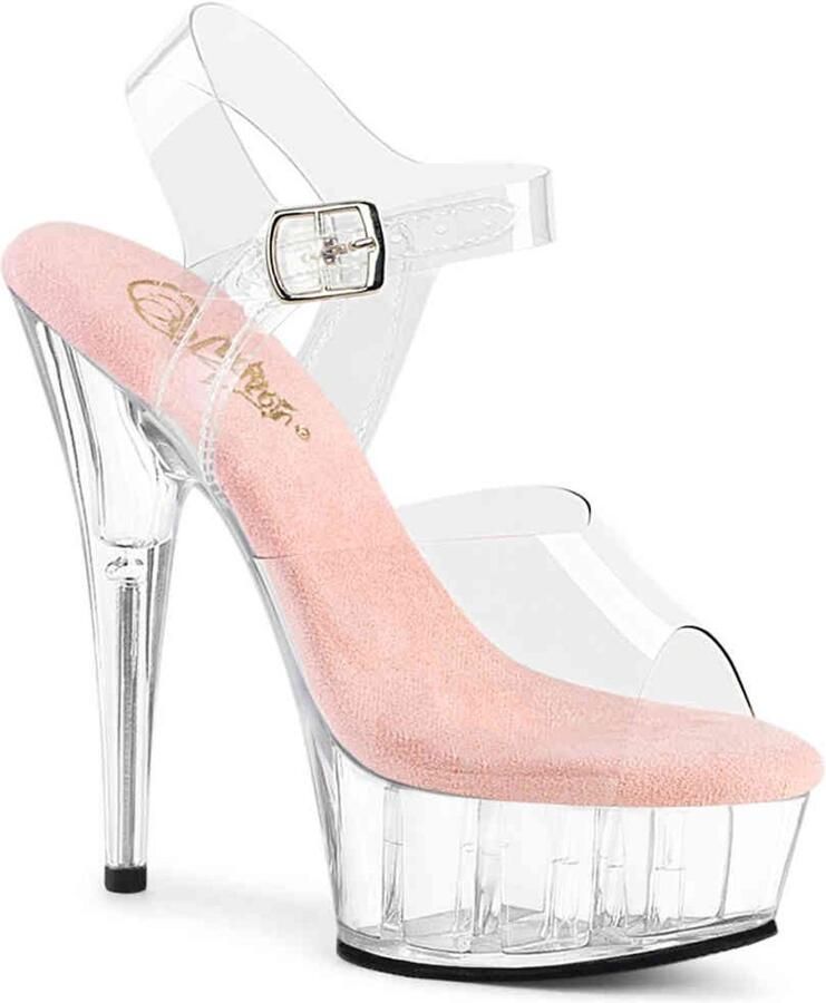 Pleaser DELIGHT-608 Sandaal met enkelband 39 Shoes Transparant Roze