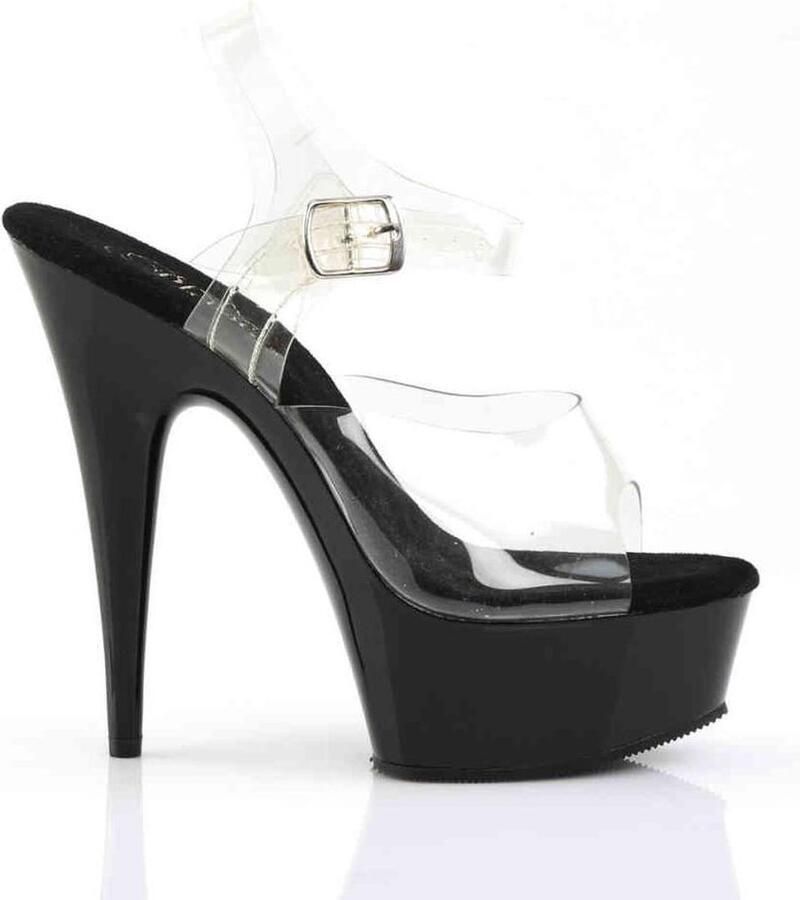 Pleaser Sandaal met enkelband 44 Shoes DELIGHT 608 Zwart Transparant