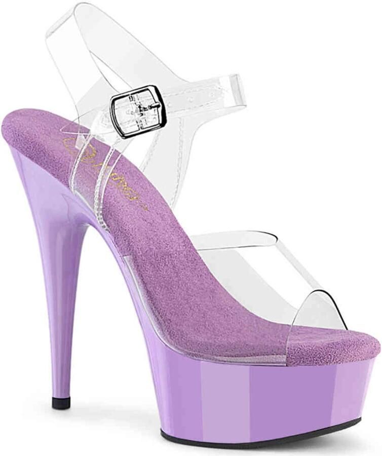 Pleaser DELIGHT-608 Sandaal met enkelband 45 Shoes Transparant Paars