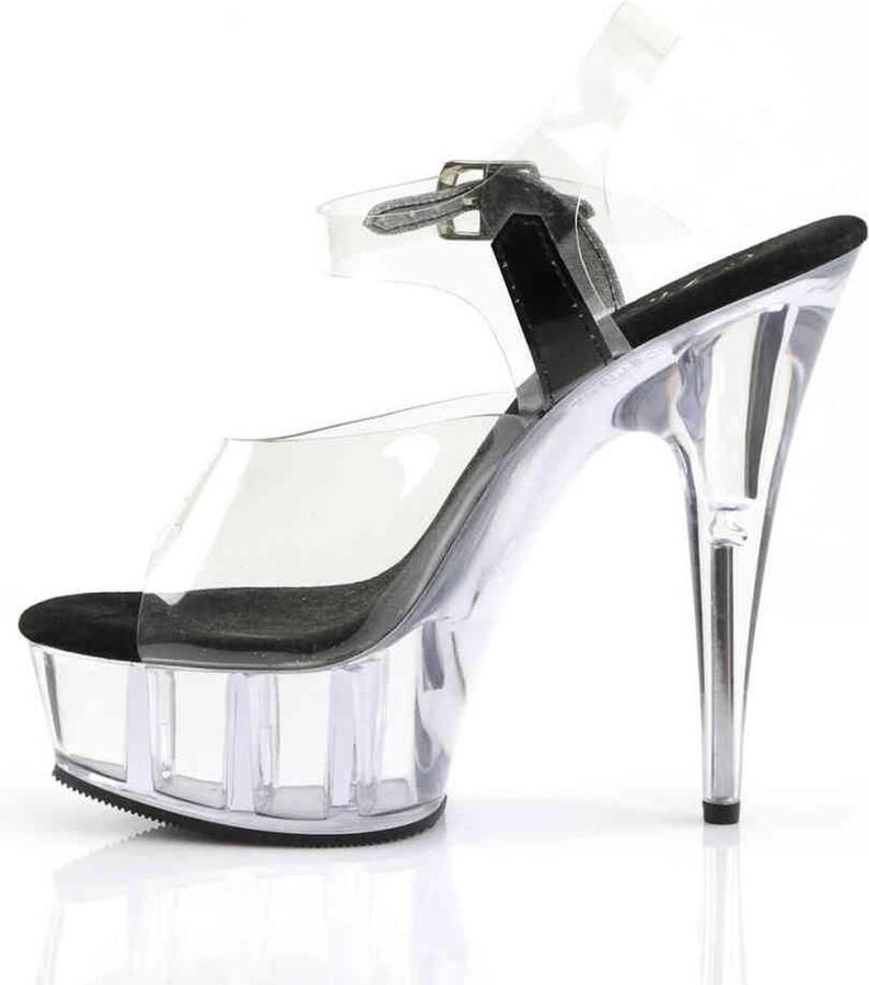 Pleaser Sandaal met enkelband 42 Shoes DELIGHT 608 Zwart Transparant
