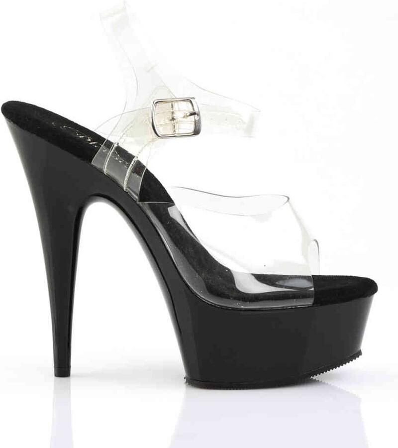 Pleaser Sandaal met enkelband 45 Shoes DELIGHT 608 Zwart Transparant