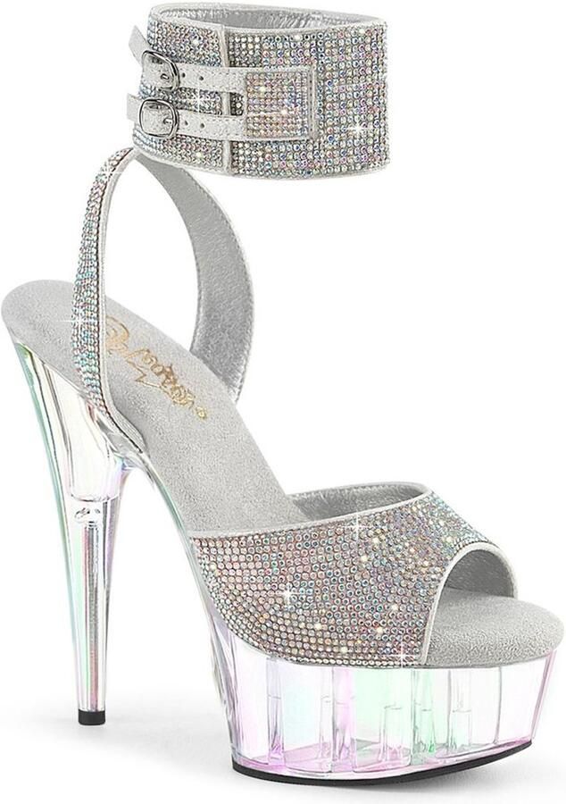 Pleaser DELIGHT691HTRS Sandaal met enkelband 35 Shoes Zilverkleurig