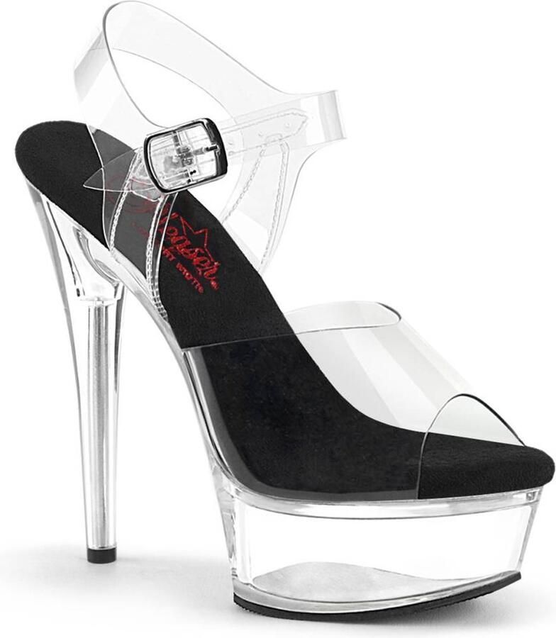 Pleaser EXCITE-608 Sandaal met enkelband 35 Shoes Zwart Transparant
