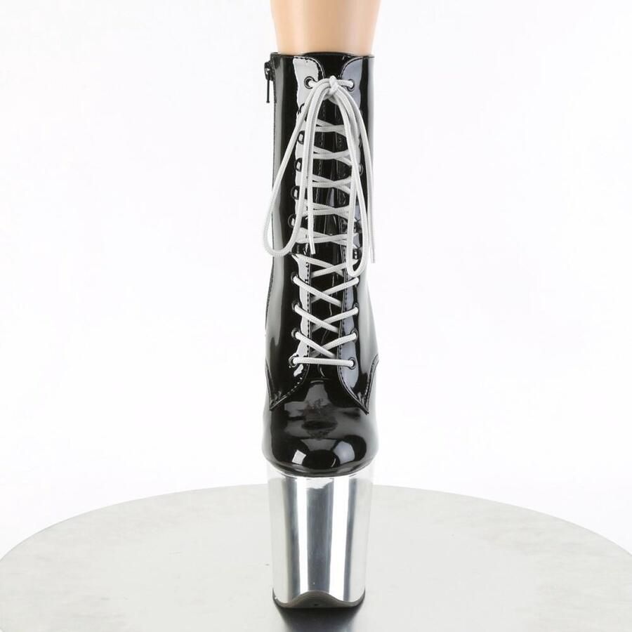 Pleaser FLAMINGO-1020 Plateau Laarzen Paaldans schoenen Paaldans schoenen 42 shoes Zwart Zilverkleurig - Foto 2