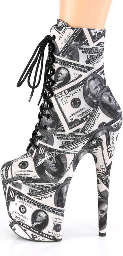 Pleaser Plateau Laarzen Paaldans schoenen 35 Shoes FLAMINGO 1020DP Paaldans schoenen Wit Zwart - Foto 2