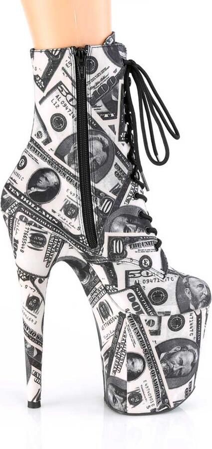 Pleaser Plateau Laarzen Paaldans schoenen 35 Shoes FLAMINGO 1020DP Paaldans schoenen Wit Zwart - Foto 3