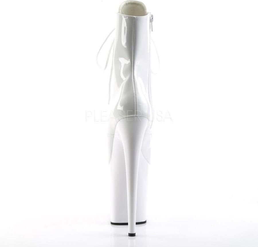 Pleaser Flamingo-1021 peeptoe laars met stiletto hak en extreem hoog plateau glanzend wit Fetish Exotic Dancing - Foto 4