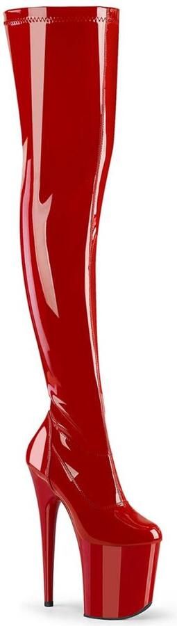 Pleaser FLAMINGO-3000 Plateau Overknee Laarzen 35 Shoes Rood