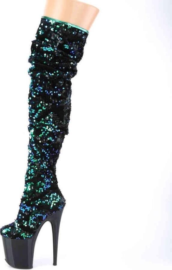 Pleaser Plateau Laarzen 37 Shoes FLAMINGO 3004 Paaldans schoenen Groen Zwart - Foto 3