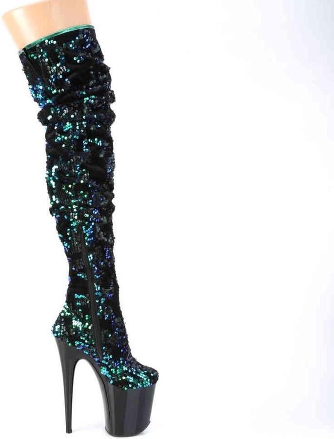 Pleaser Plateau Laarzen 37 Shoes FLAMINGO 3004 Paaldans schoenen Groen Zwart - Foto 2