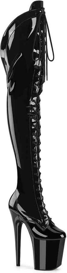 Pleaser FLAMINGO-3014 Plateau Overknee Laarzen 41 Shoes Zwart