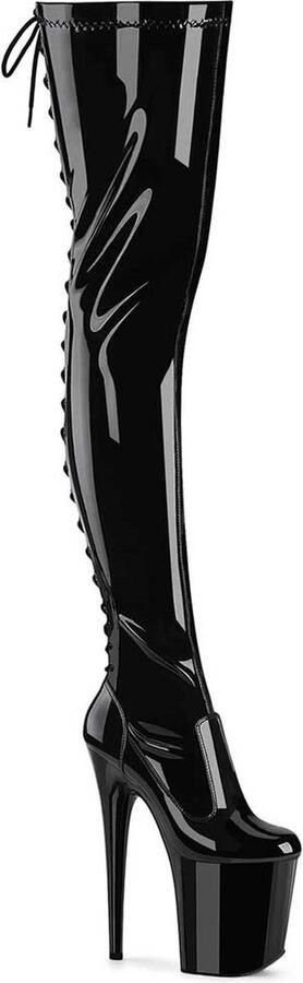 Pleaser FLAMINGO-3850 Plateau Overknee Laarzen 38 Shoes Zwart