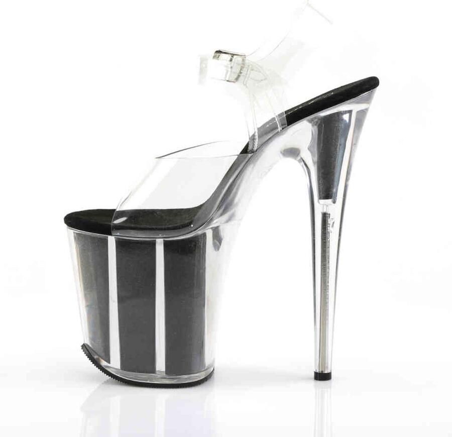 Pleaser Sandaal met enkelband Paaldans schoenen 42 Shoes FLAMINGO 808G Paaldans schoenen Zwart Transparant