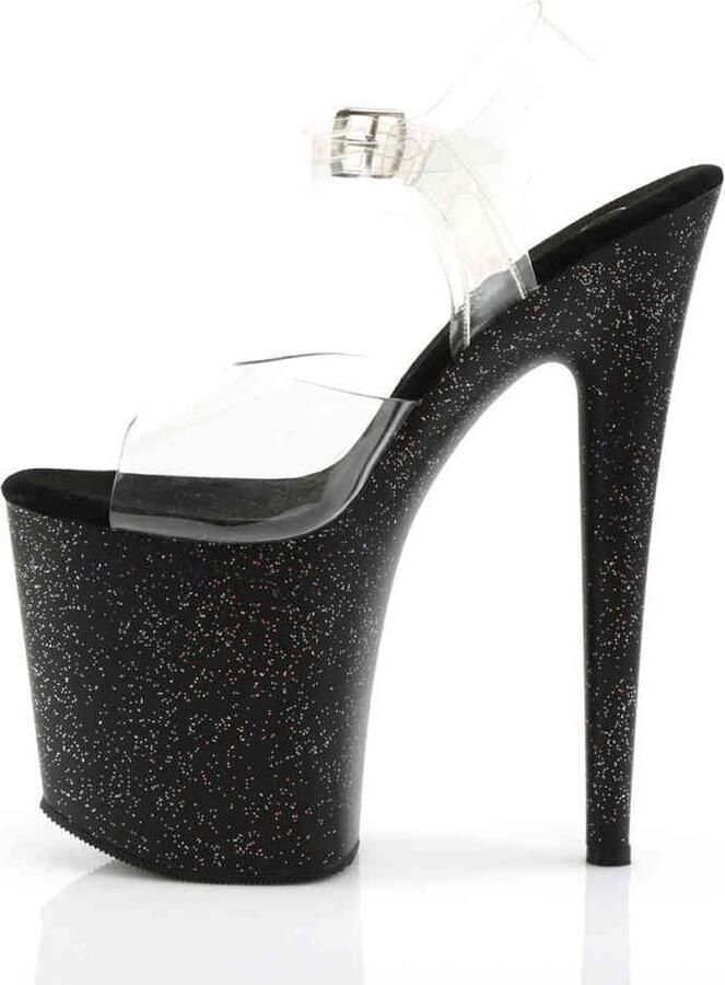 Pleaser Sandaal met enkelband Paaldans schoenen 37 Shoes FLAMINGO 808MG Paaldans schoenen Zwart Transparant