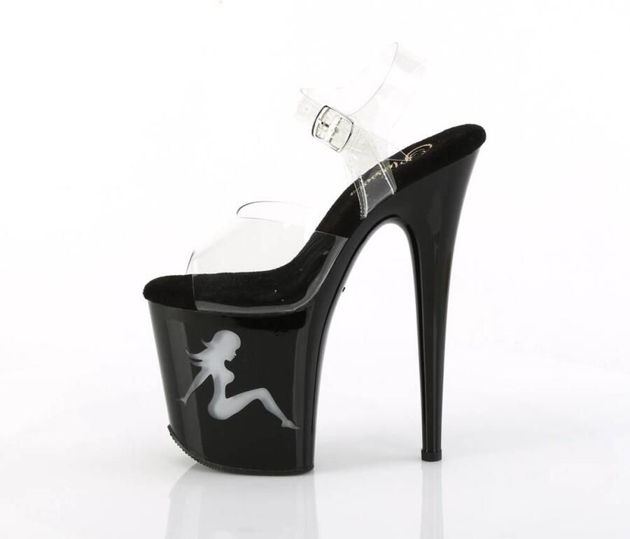 Pleaser Sandaal met enkelband Paaldans schoenen 39 Shoes FLAMINGO 808NLTG Zwart Transparant - Foto 4