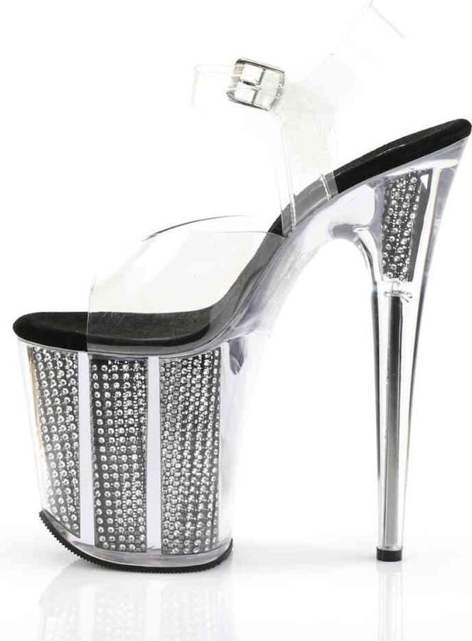 Pleaser Sandaal met enkelband Paaldans schoenen 35 Shoes FLAMINGO 808SRS Paaldans schoenen Zilverkleurig Transparant - Foto 4