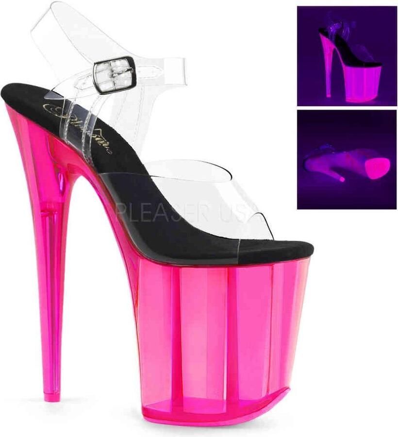 Pleaser FLAMINGO808UVT Sandaal met enkelband Paaldans schoenen Paaldans schoenen 35 Shoes Roze Transparant
