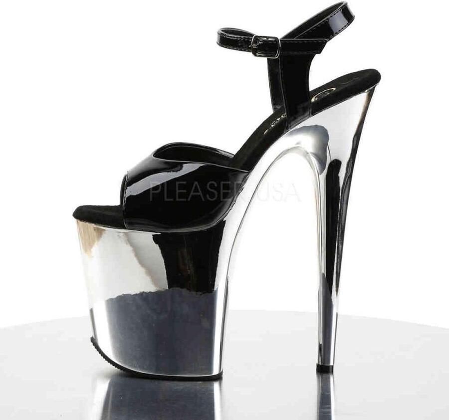 Pleaser Sandaal met enkelband Paaldans schoenen 38 Shoes FLAMINGO 809 Paaldans schoenen Zwart Chroomkleurig - Foto 2