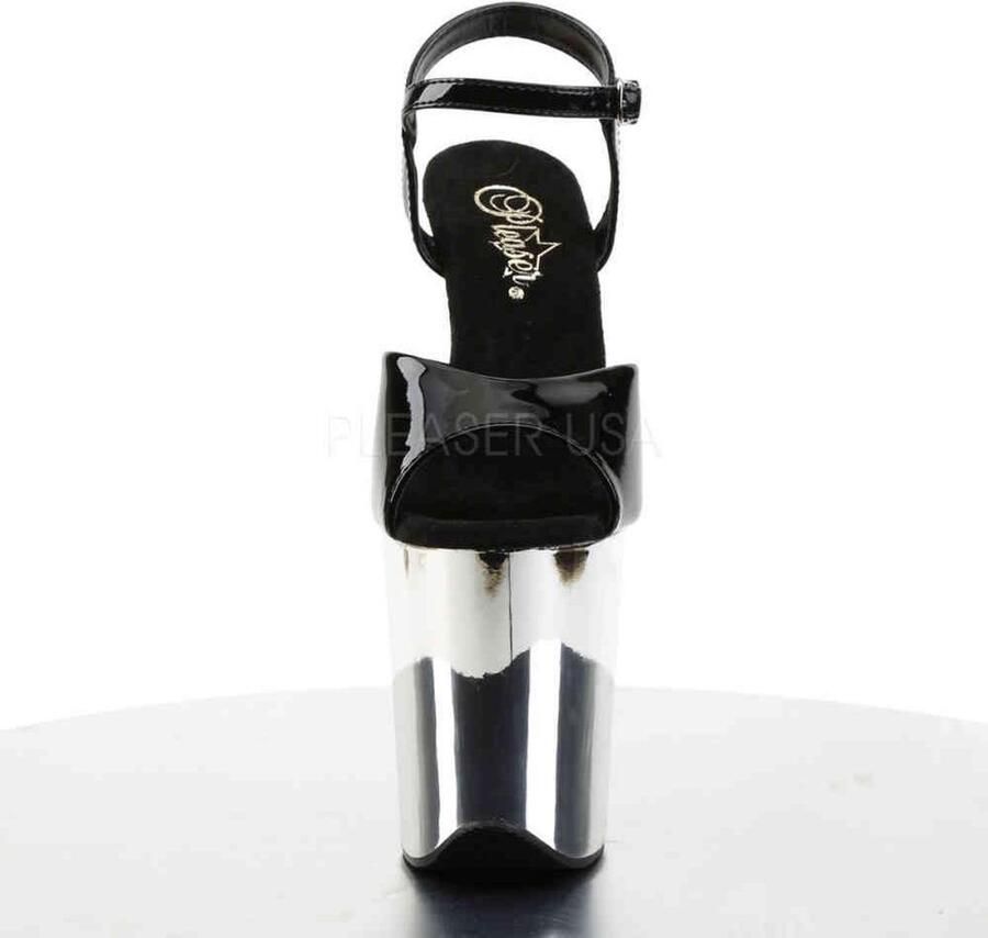 Pleaser Sandaal met enkelband Paaldans schoenen 38 Shoes FLAMINGO 809 Paaldans schoenen Zwart Chroomkleurig