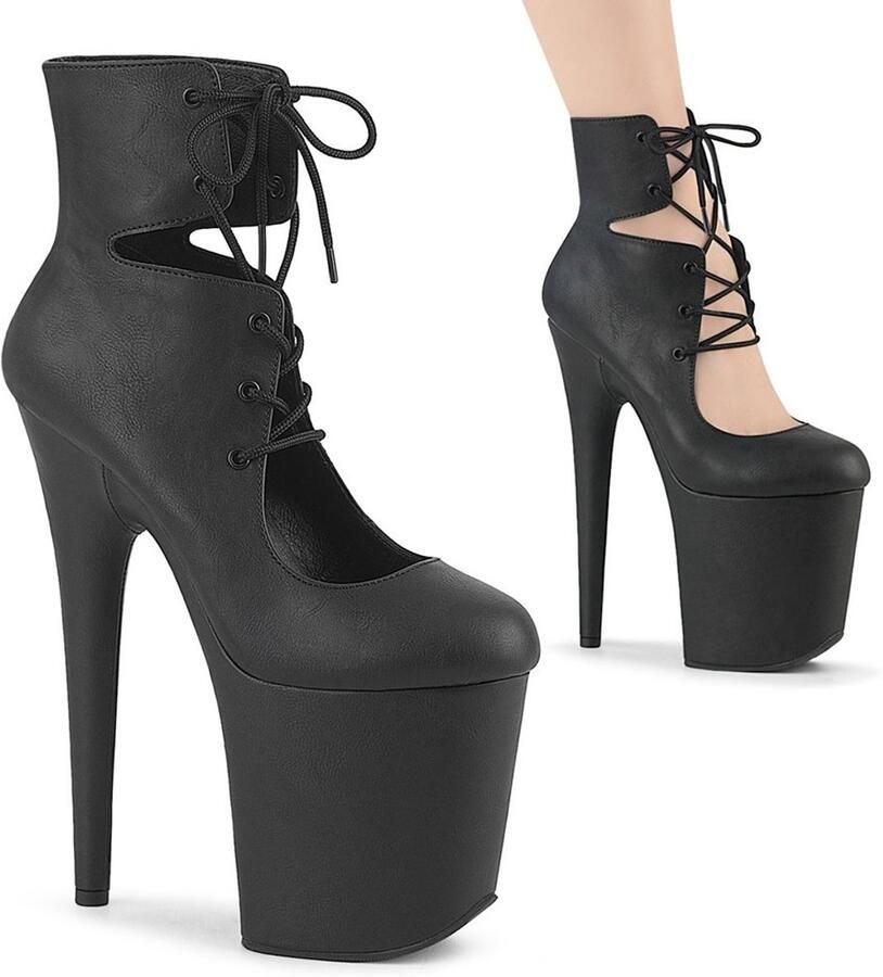 Pleaser FLAMINGO80022 Plateau Laarzen Paaldans schoenen 36 Shoes Zwart