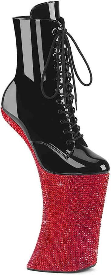 Pleaser FORBIDDEN-1020BEJ Plateau Laarzen Paaldans schoenen 42 Shoes Zwart Rood
