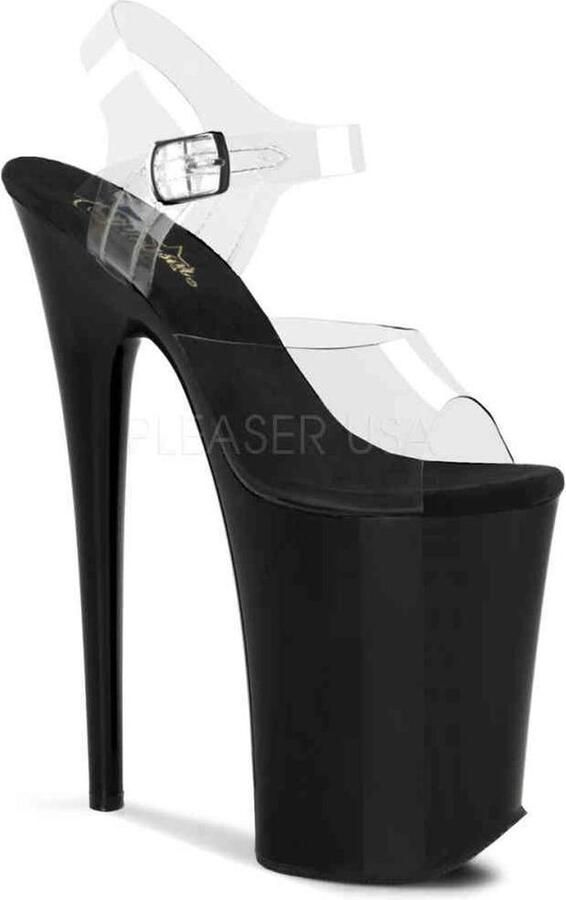 Pleaser INFINITY-908 Sandaal met enkelband Paaldans schoenen Paaldans schoenen 35 Shoes Zwart Transparant