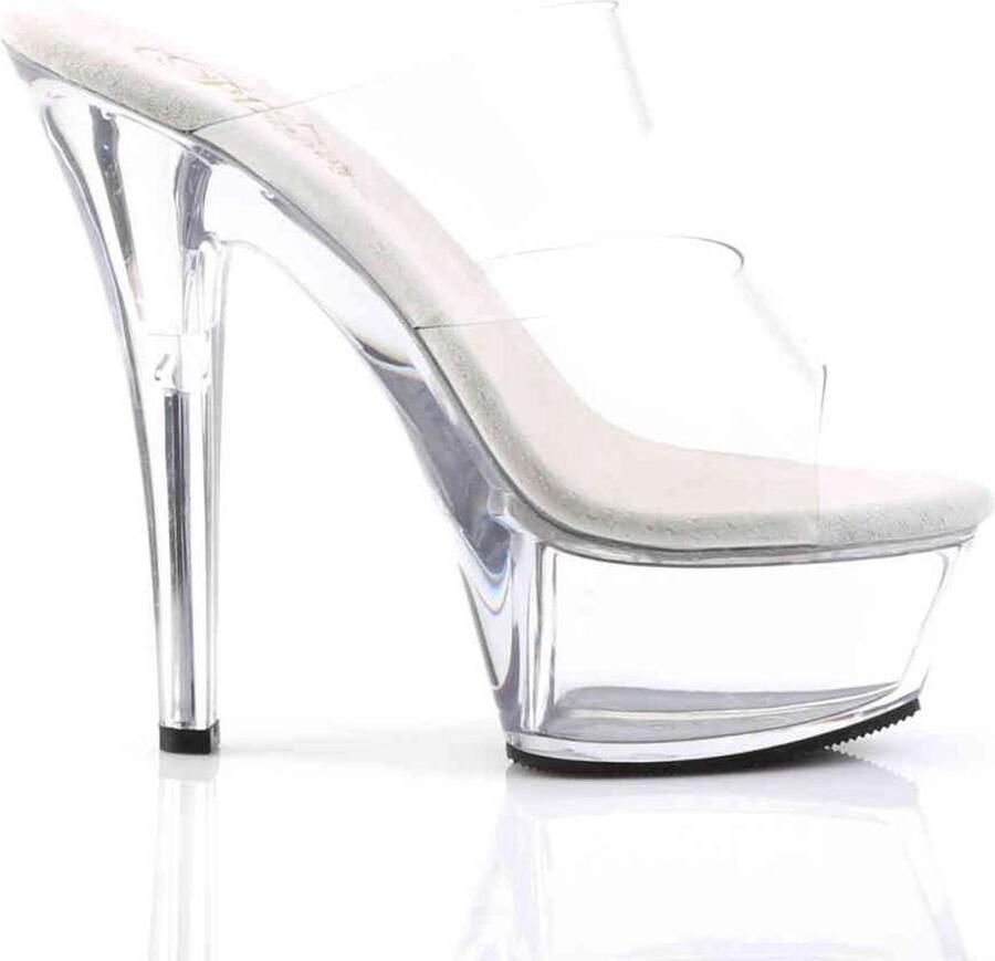 Pleaser Muiltjes 42 Shoes KISS 202 Paaldans schoenen Transparant Zilverkleurig