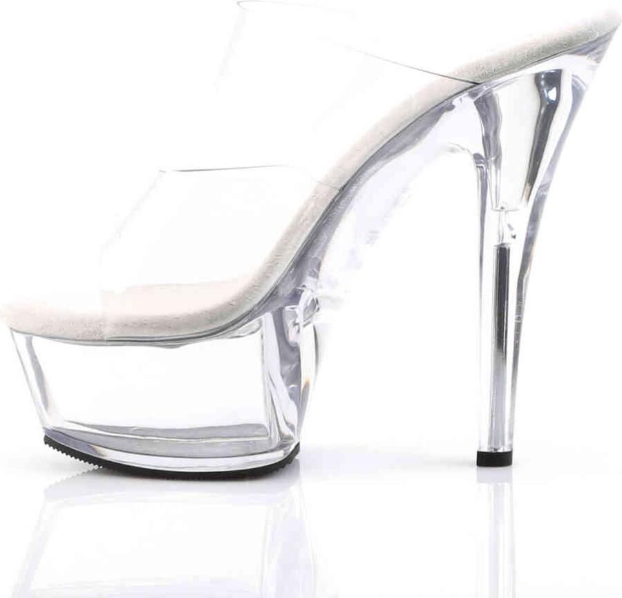 Pleaser Muiltjes 45 Shoes KISS 202 Paaldans schoenen Transparant Zilverkleurig - Foto 2
