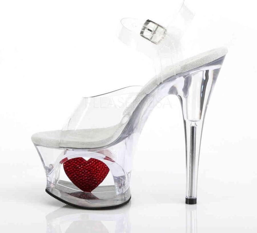 Pleaser Sandaal met enkelband Paaldans schoenen 36 Shoes MOON 708HRS Paaldans schoenen Transparant - Foto 3