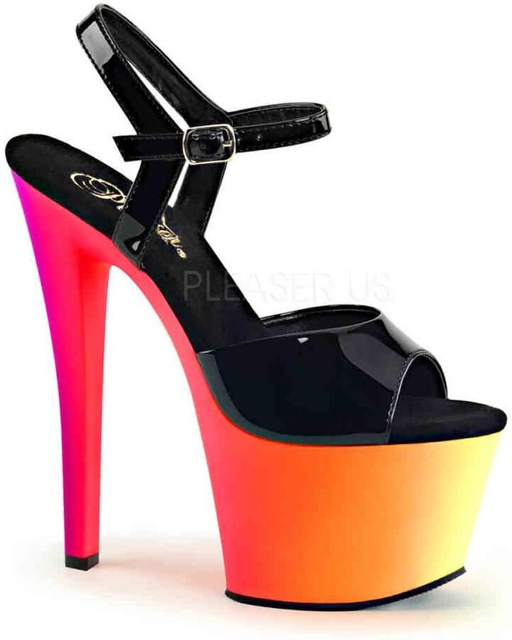 Pleaser RAINBOW-309UV Sandaal met enkelband Paaldans schoenen Paaldans schoenen 39 Shoes Zwart Multicolours