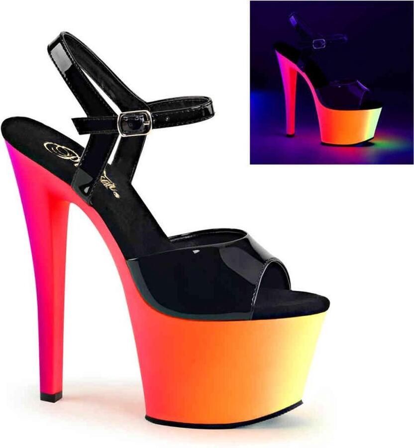 Pleaser Sandaal met enkelband Paaldans schoenen 42 Shoes RAINBOW 309UV Paaldans schoenen Zwart Multicolours