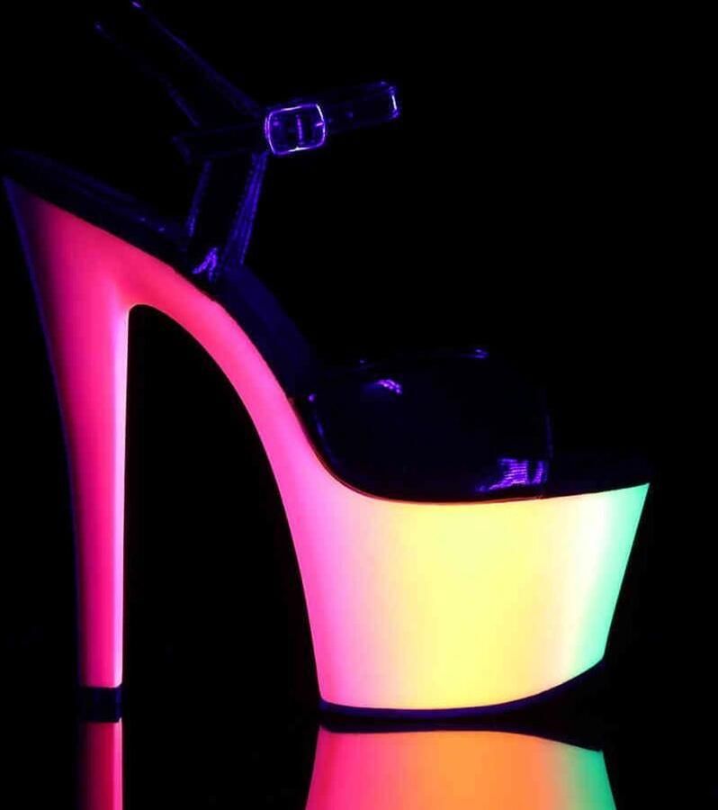 Pleaser Sandaal met enkelband Paaldans schoenen 42 Shoes RAINBOW 309UV Paaldans schoenen Zwart Multicolours - Foto 2