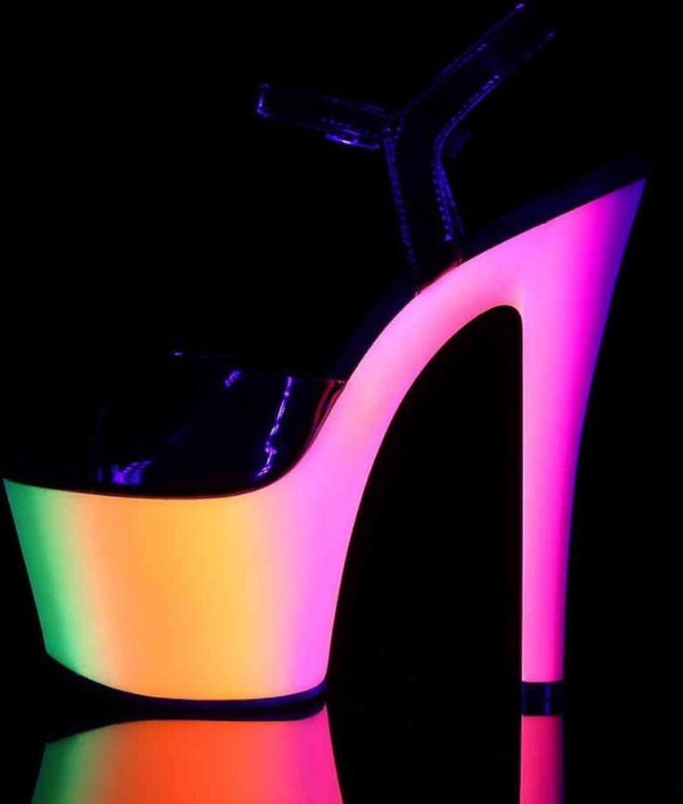 Pleaser Sandaal met enkelband Paaldans schoenen 42 Shoes RAINBOW 309UV Paaldans schoenen Zwart Multicolours - Foto 3