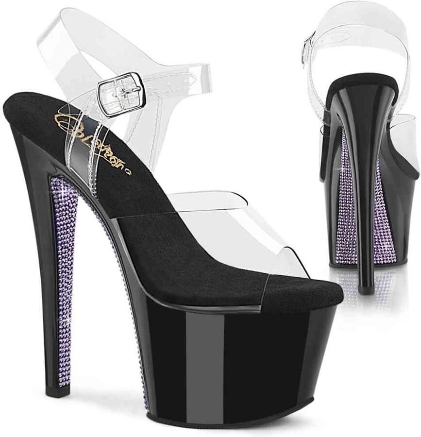 Pleaser SKY-308CRS Sandaal met enkelband 36 Shoes Transparant Paars