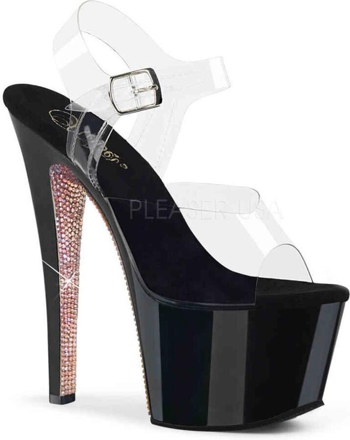 Pleaser SKY-308CRS Sandaal met enkelband Paaldans schoenen Paaldans schoenen 38 Shoes Zwart Roze - Foto 4