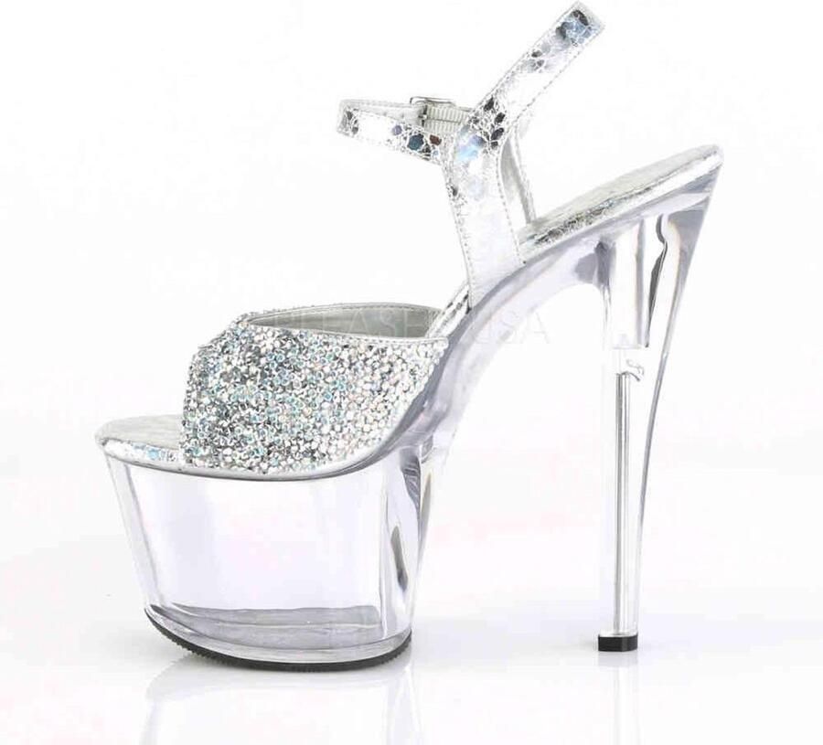 Pleaser Sandaal met enkelband Paaldans schoenen 35 Shoes SKY 309CHRS Paaldans schoenen Zwart Zilverkleurig