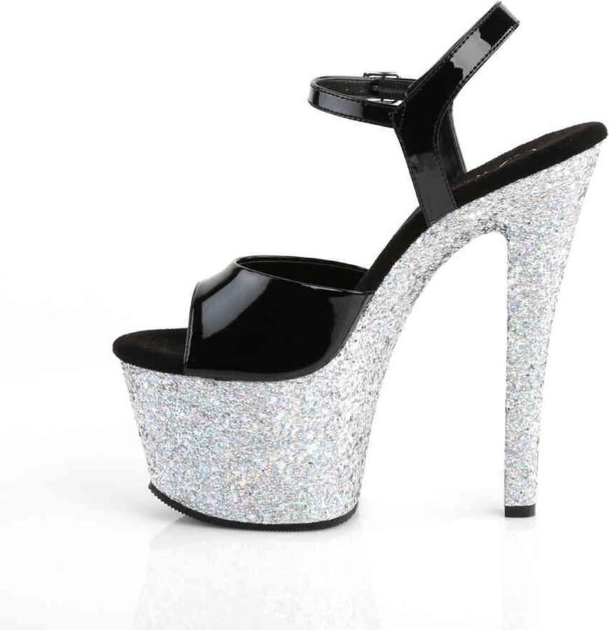 Pleaser Sandaal met enkelband Paaldans schoenen 37 Shoes SKY 309LG Paaldans schoenen Zwart Zilverkleurig