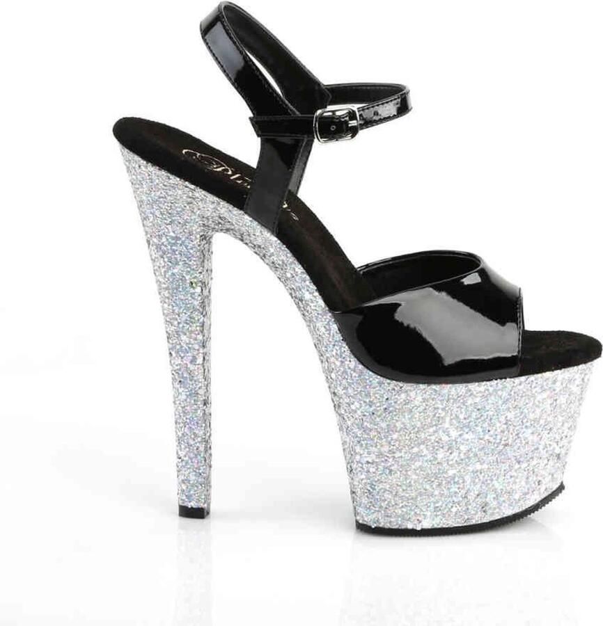Pleaser Sandaal met enkelband Paaldans schoenen 37 Shoes SKY 309LG Paaldans schoenen Zwart Zilverkleurig - Foto 2