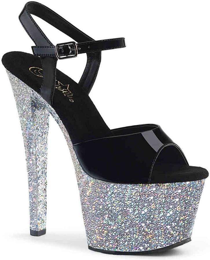 Pleaser Sandaal met enkelband Paaldans schoenen 38 Shoes SKY 309LG Paaldans schoenen Zwart Zilverkleurig - Foto 4