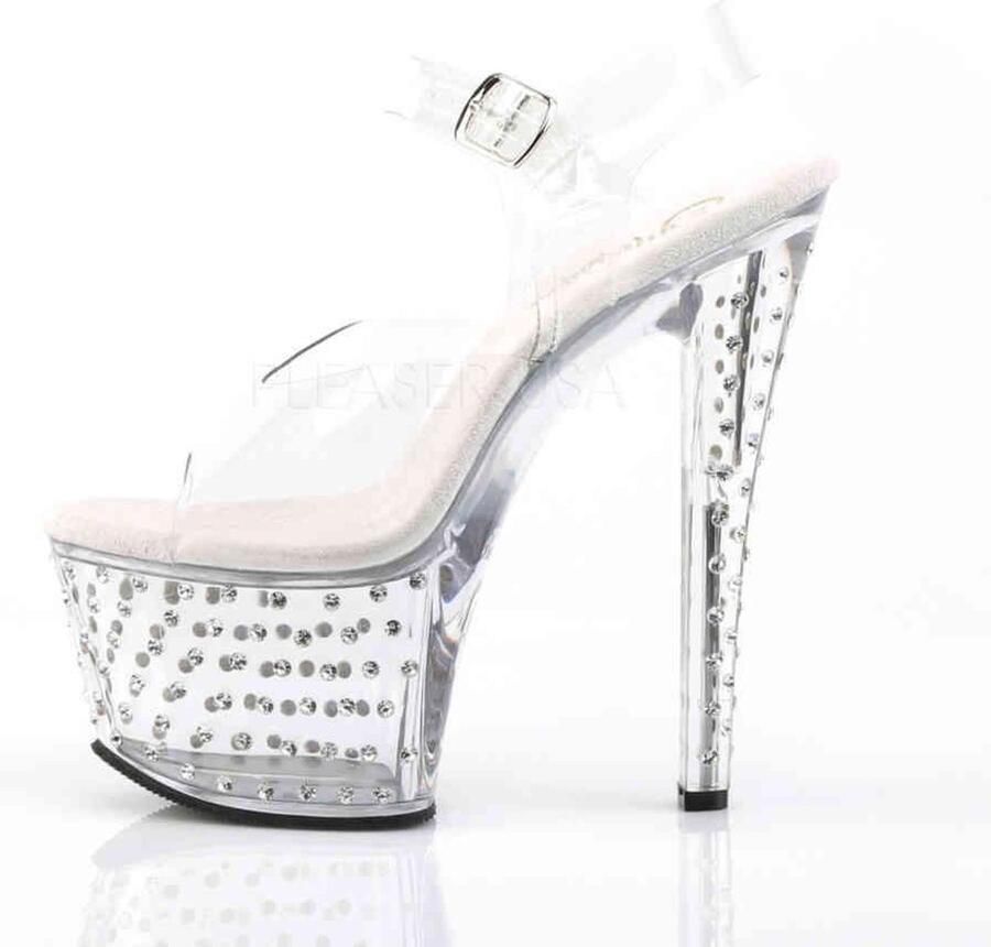 Pleaser Sandaal met enkelband Paaldans schoenen 38 Shoes STARDUST 708 Paaldans schoenen Transparant Zilverkleurig