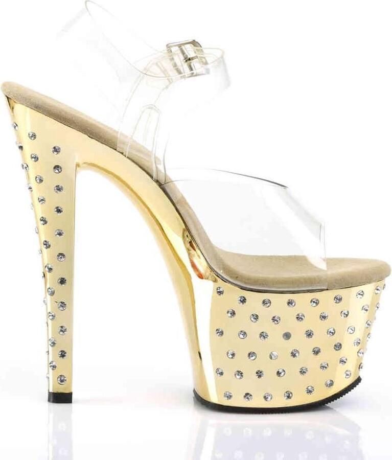 Pleaser Sandaal met enkelband Paaldans schoenen 37 Shoes STARDUST 708 Paaldans schoenen Goudkleurig