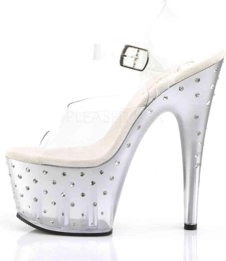 Pleaser Sandaal met enkelband Paaldans schoenen 36 Shoes STARDUST 708T Paaldans schoenen Transparant