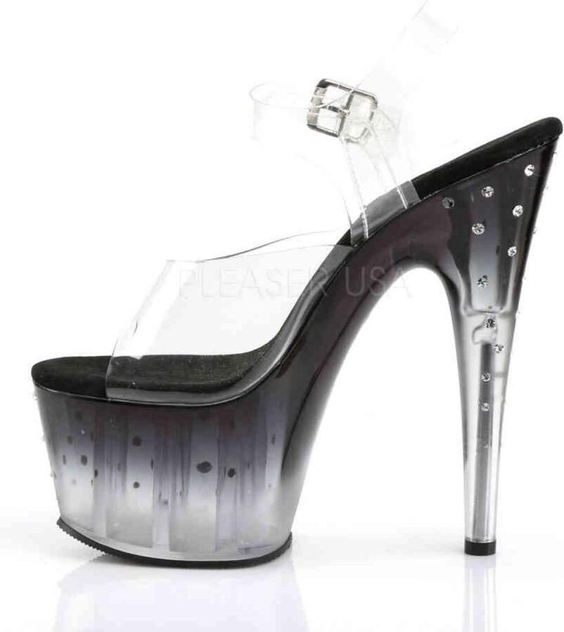 Pleaser Sandaal met enkelband Paaldans schoenen 39 Shoes STARDUST 708T Paaldans schoenen Zwart Transparant