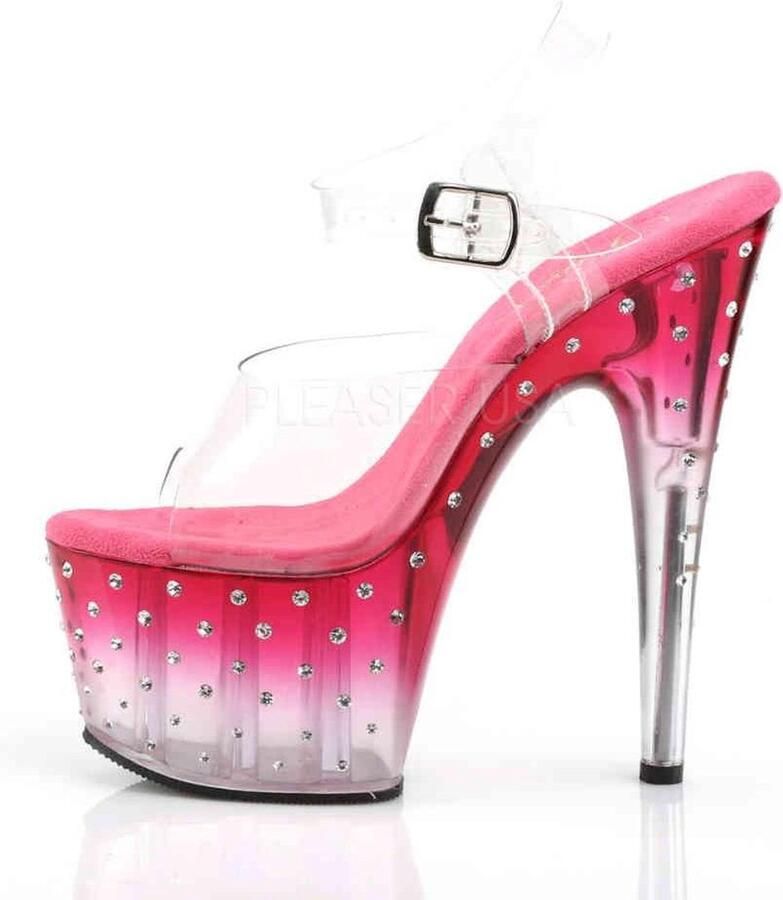 Pleaser Sandaal met enkelband Paaldans schoenen 37 Shoes STARDUST 708T Paaldans schoenen Roze Transparant