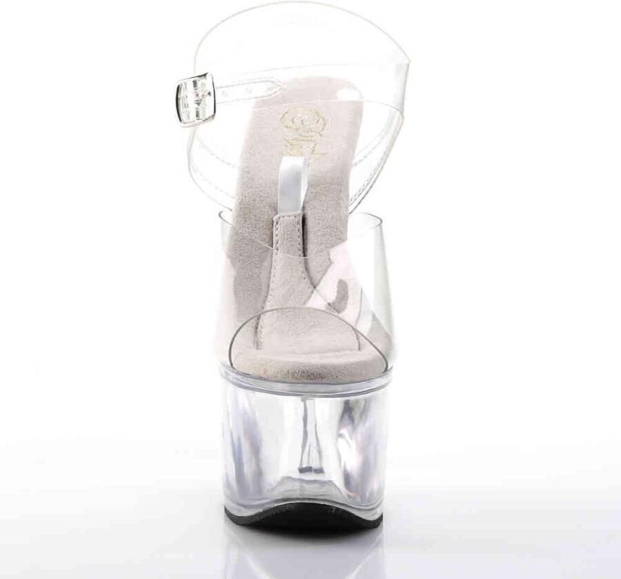 Pleaser Sandaal met enkelband Paaldans schoenen 39 Shoes TREASURE 708 Paaldans schoenen Transparant Zilverkleurig