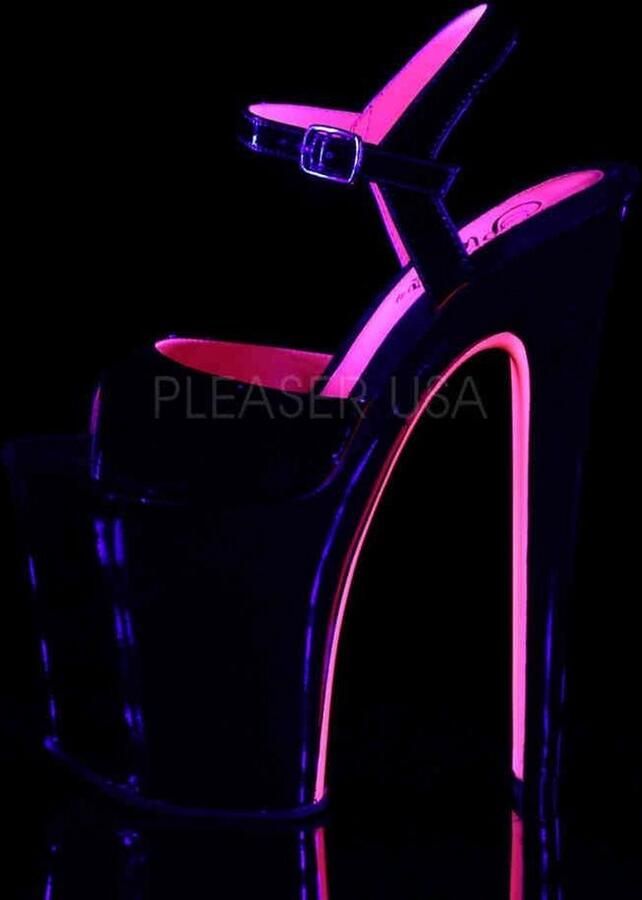 Pleaser Sandaal met enkelband Paaldans schoenen 36 Shoes XTREME 809TT Paaldans schoenen Zwart Roze