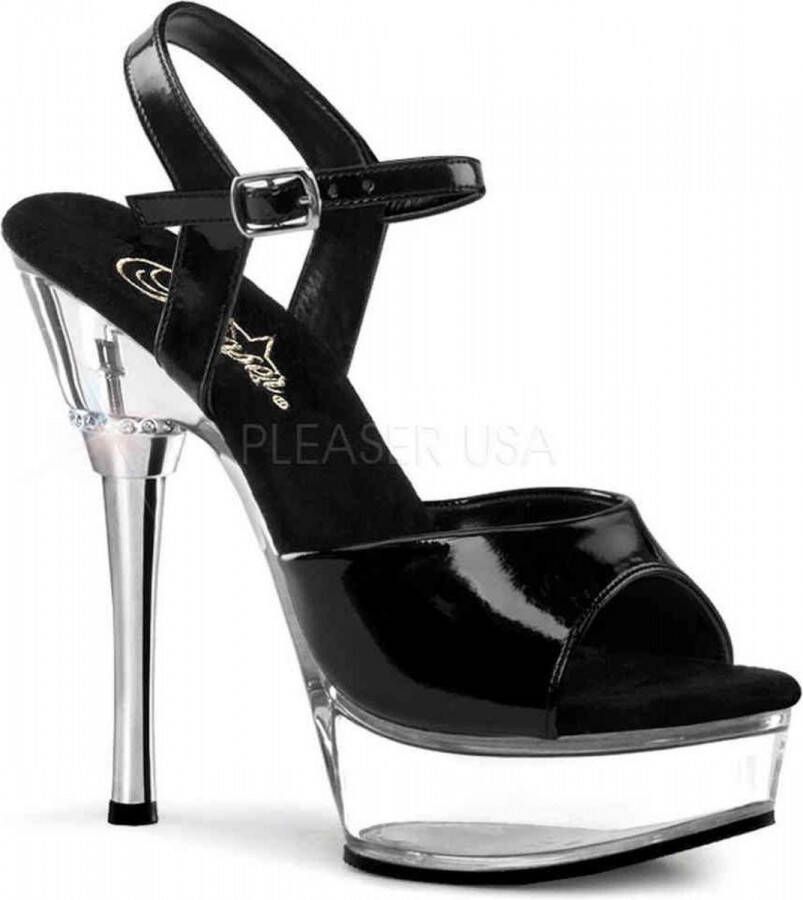 Pleaser Sandaal met enkelband 36 Shoes ALLURE 609 Zwart Transparant