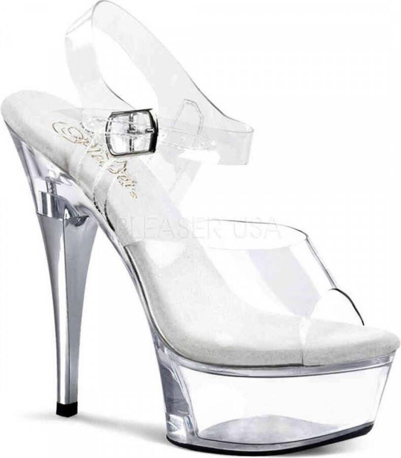 Pleaser Sandaal met enkelband 36 Shoes CAPTIVA 608 Transparant Zilverkleurig