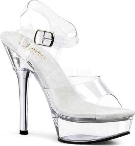Pleaser Sandaal met enkelband ALLURE-608 Transparant Zilverkleurig