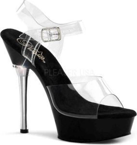 Pleaser Sandaal met enkelband ALLURE-608 Zwart Transparant